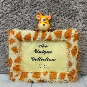 NEW Fuzzy Giraffe Picture Photo Frame 3.5" x 5" Jungle Zoo Safari Nursery Decor
